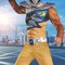Boys Deluxe Gold Power Rangers Dino Charge Muscle Costume Jumpsuit with Mask and Belt